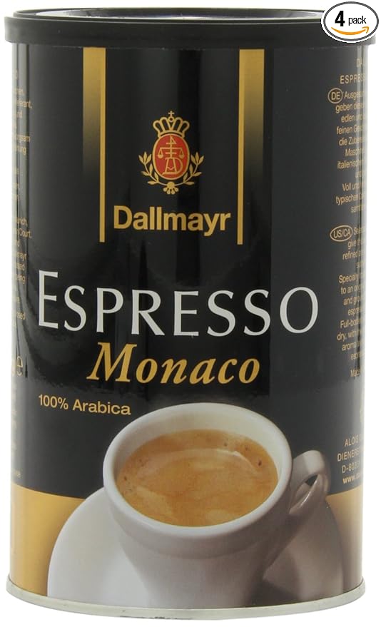 Dallmayr Gourmet Coffee Espresso Monaco (Ground) 7-Ounce Tins (Pack of 4)