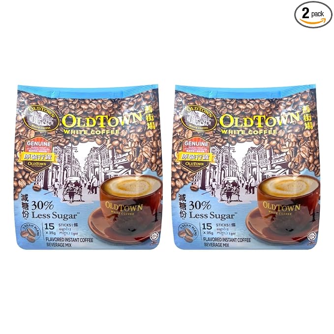 old town instant premix white coffee less sugar 525G 15 STICKS(pack of 2)
