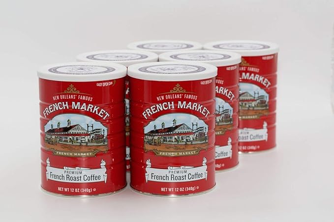 French Market French Roast Medium-Dark Roast Ground Coffee 12oz Can (Pack of 6)