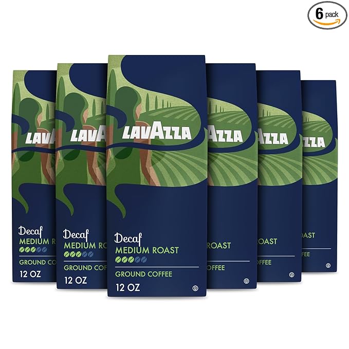 Lavazza Decaf Ground Coffee Medium Roast 100% Arabica 12 oz Bag (Pack of 6)