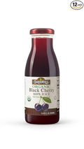 Gardenville Organic Black Cherry Juice (Pack of 12) USDA Organic No Added Sugar U Kosher Certified Pasteurized 8.4 oz Glass Bottles (Black Cherry)