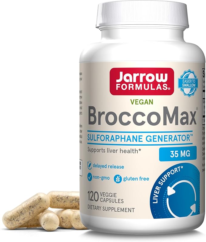Jarrow Formulas BroccoMax Sulforaphane Generator 35 mg With Sulforaphane Glucosinolate and Myrosinase Dietary Supplement for Liver Health Support 120 Delayed Release Veggie Capsules 60 Day Supply