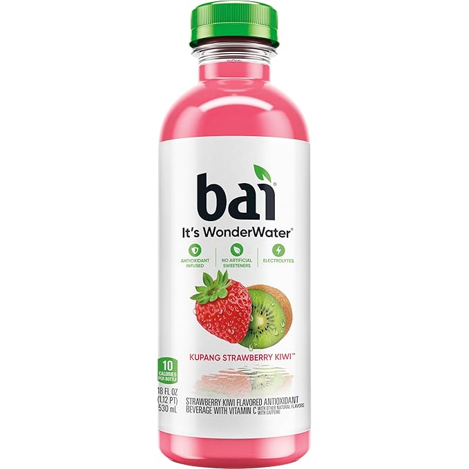 Bai Antioxidant Infused Water Beverage Kupang Strawberry Kiwi with Vitamin C and No Artificial Sweeteners 18 Fluid Ounce Bottle 12 Pack