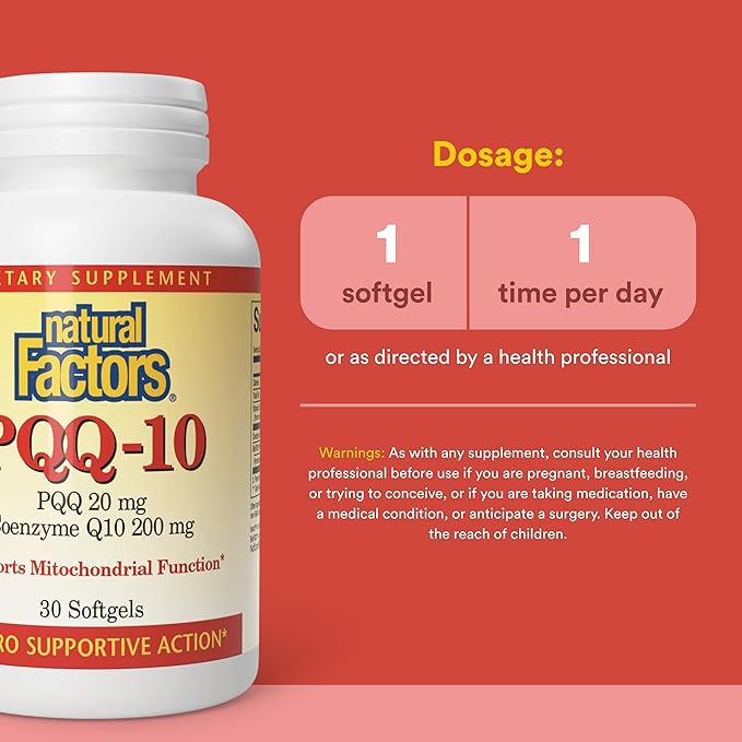 Natural Factors PQQ-10 Supports Energy and Healthy Aging Dietary Supplement 30 softgels (30 servings)