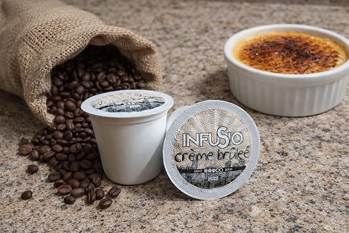 InfuSio Coffee Pods 96 Count Crème Brulee Medium Roast Single Serve Coffee Pods for Keurig K Cups Brewers - InfuSio Premium Roasted Keurig 2.0 Compatible