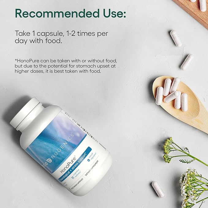 EcoNugenics HonoPure Magnolia Bark Extract – 98% Pure Honokiol Supplement Helps with Brain Function Sleep Aid Stress Relief &amp Overall Mood – Nootropic with GABA &amp Antioxidant Support – 30 Ca