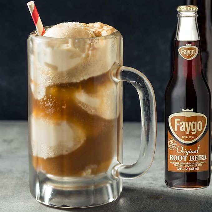 Faygo Root Beer | Delicious Root Beer with Real Cane Sugar | 12 oz Glass Bottles with Crazy Soda Pop Bottle Opener (6 Pack)