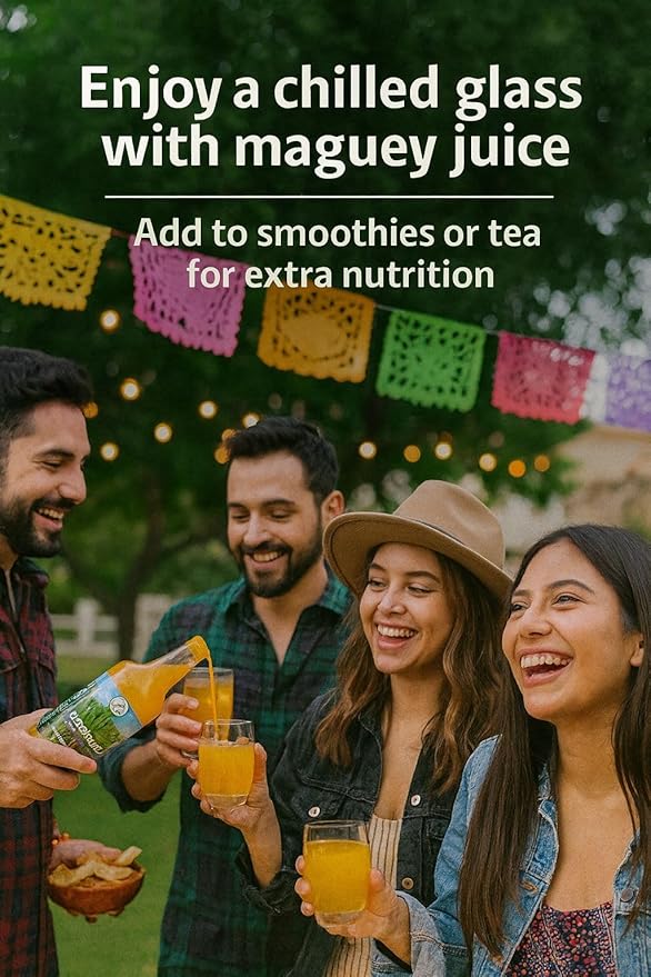 Maguey Juice – 1000 ml (1 L) – Pure Agave Jugo Maguey – Vegan 100% Artisanal Non-GMO – Natural Digestive Support – Rich in Vitamins B2 B3 &amp C Iron Calcium Magnesium &amp Zinc – Hecho en Méx