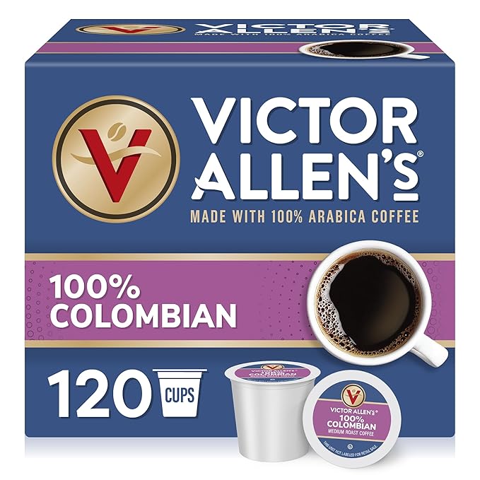 Victor Allen's Coffee 100% Colombian Medium Roast 120 Count Single Serve Coffee Pods for Keurig K-Cup Brewers
