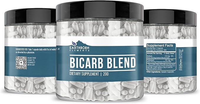 Earthborn Elements Bicarb Blend 200 Capsules Pure &amp Undiluted No Additives (Pack of 2)
