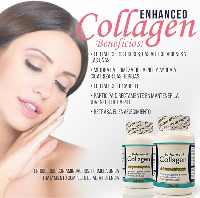 Hydrolyzed Collagen Capsules. 2-Bottle Set. 240 Capsules Total. Enriched with Vitamin C Biotin and Hyaluronic Acid. Supports Skin Joint and Bone Health. Colageno Hidrolizado capsulas