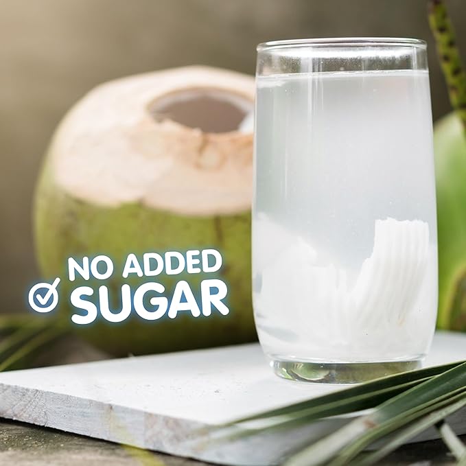 Jans 100% Pure Coconut Water with Pulp (16.57 Fl Oz Pack of 6) NO Sugar Added | Unsweetened Coconut Water | Not from Concentrate | Non-GMO | Refreshing Taste of the Tropics