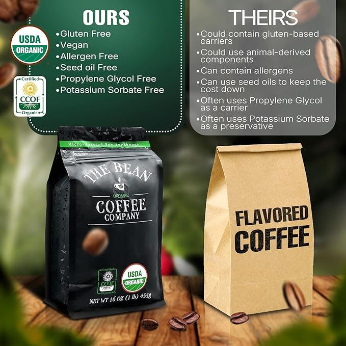 The Bean Organic Coffee Company Vanilla Nut Medium Roast Ground Coffee 16-Ounce Bags (Pack of 2)Café molido tostado organico
