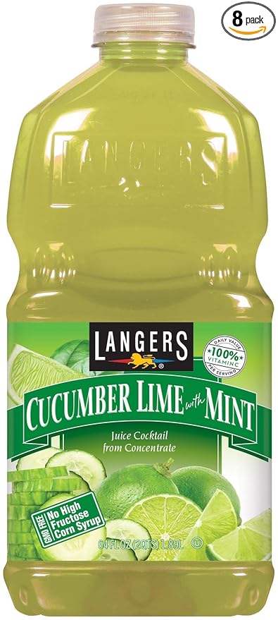 Langers Juice Cocktail Cucumber Lime With Mint 64 Fl Oz (Pack of 8)