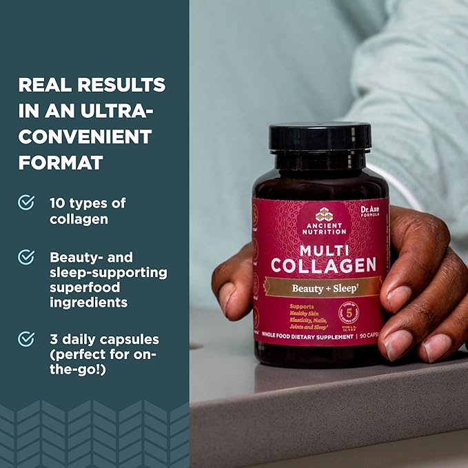 Ancient Nutrition Collagen Pills for Hair Skin and Nails Beauty + Sleep 90 Ct Collagen Supplement + Magnesium Supports Skin and Nails Sleep Paleo and Keto Friendly Gluten Free