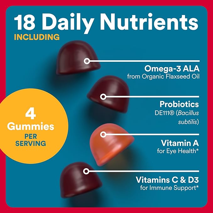 SmartyPants Multivitamin for Men Organic Gummies: Probiotics CoQ10 Methylfolate Omega 3 (ALA) Vitamin D3 C Vitamin B12 B6 A K &amp Zinc for Immune Support Biotin 120 Gummies (30 Day Suppl