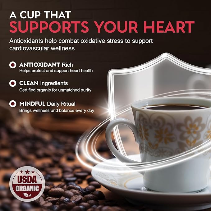 Cardiology Coffee – Whole Bean Coffee – USDA Certified Organic Mold Free 12oz Premium Medium Roast Organic Coffee Beans with Antioxidant Benefits – Perfect for Heart Healthy Lifestyle