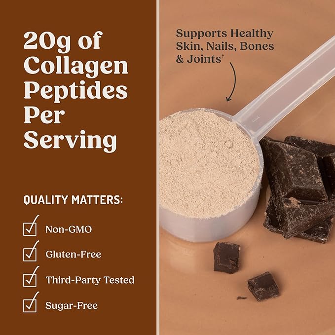 Bulletproof Chocolate Collagen Peptides Powder with MCT Oil 14.3 Ounces Grass-Fed Collagen Protein for Skin Bone and Joint Support Pasture Raised No Added Hormones