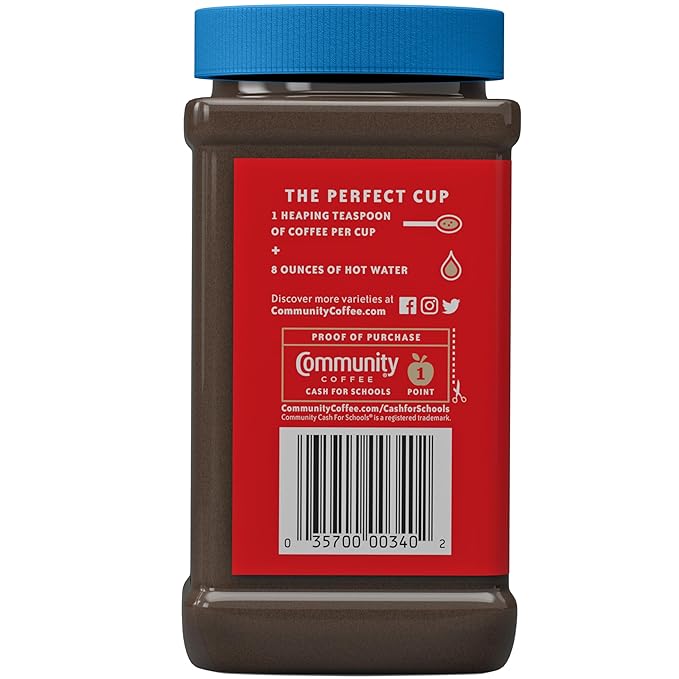 Community Coffee Breakfast Blend Instant Coffee Medium Roast 7 Ounce Jar (Pack of 12)