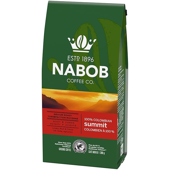 Nabob Summit 100% Colombian Ground Coffee 300g/10.6 oz. (Pack of 6) {Imported from Canada}