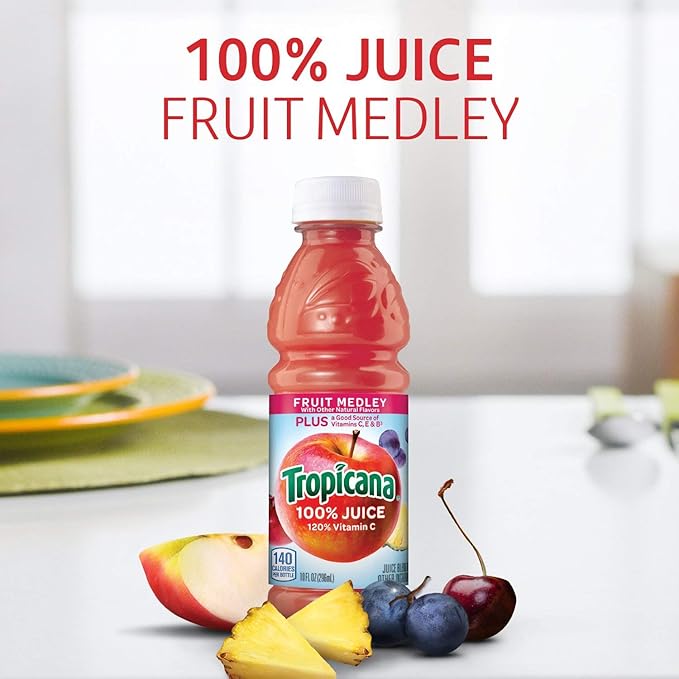 Tropicana 100% Fruit Medley Juice�Single Serve 10 Fl Oz Bottles (Pack of 24) - Real Fruit Juice Vitamin C B &amp E Rich No Added Sugars No Artificial Flavors
