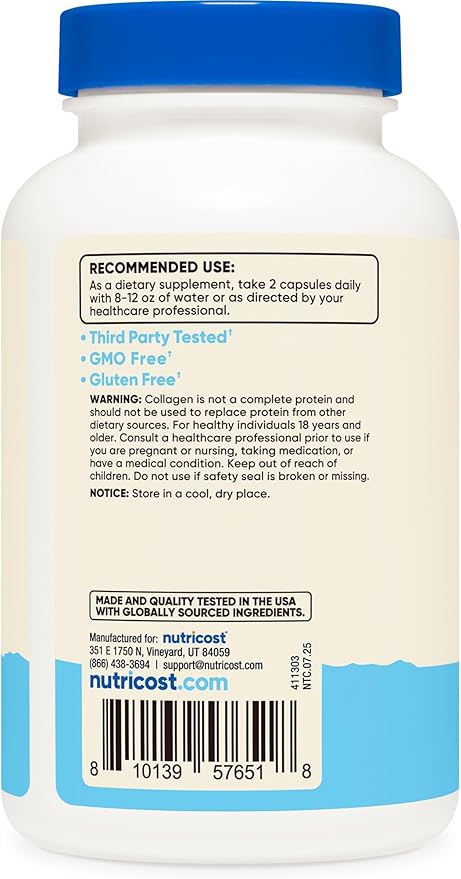 Nutricost BioCell Collagen (1000mg) 120 Capsules - Hydrolyzed Type II Collagen Supplement GMO-Free Gluten-Free 60 Servings
