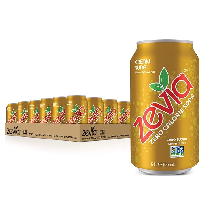 Zevia Zero Calorie Cream Soda 12 Fl Oz (Pack of 24) and 16 Ounce Cans (Pack of 12)