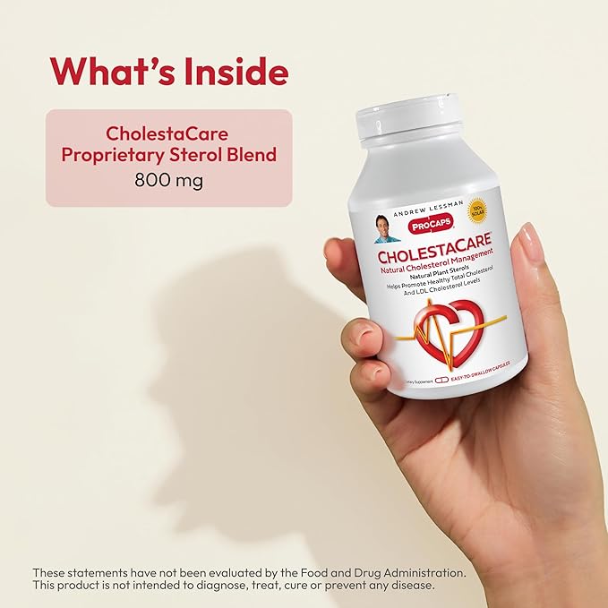 ANDREW LESSMAN CholestaCare 360 Capsules - Unique Natural Phytosterol Blend. No Additives. Easy to Swallow Capsules