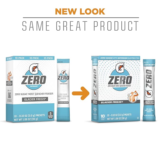 Gatorade G Zero Powder Glacier Cherry Variety Pack 0.10oz Individual Packets - 10 Count (Pack of 5)