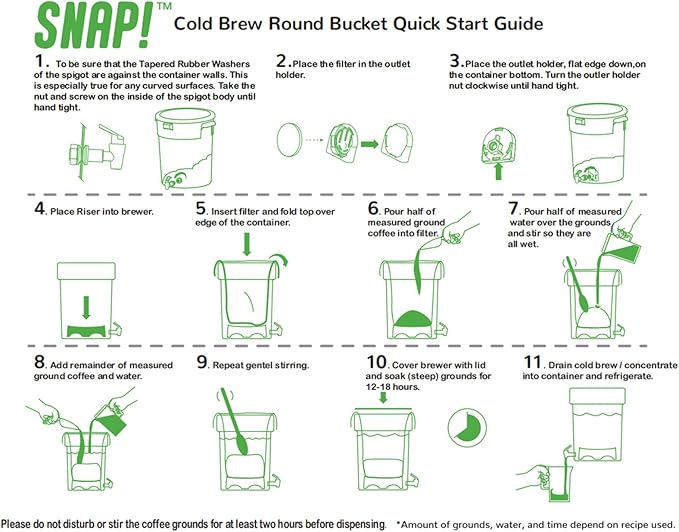 Snap! Cold Brew Do-it-Yourself Kit 22L/5 Gallon Capacity Instructions Black/white Cold Brew Coffee Set BVCBRBDIK02