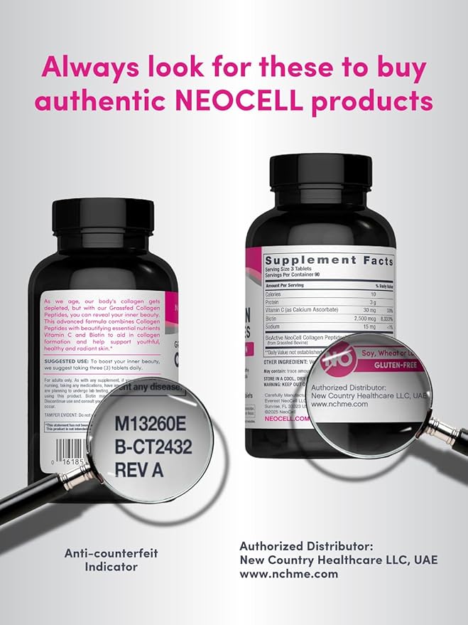 NeoCell Collagen Peptides Pills | 270 Caplets | with Vitamin C and Biotin | Grass Fed Bovine | Hair Skin &amp Nails | for Women and Men