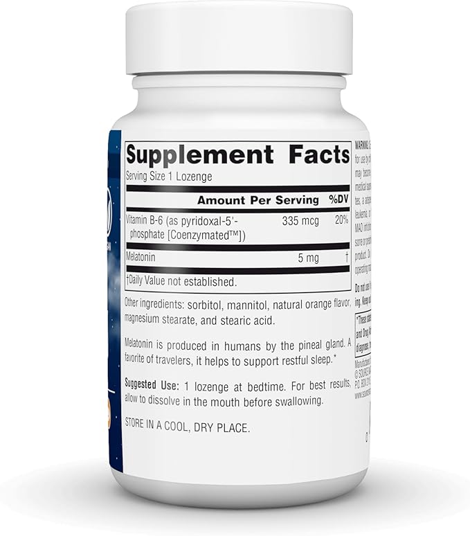 Source Naturals Sleep Science Melatonin Helps Promote Sleep* - 5 mg - 200 Orange Flavored Vegan Lozenges