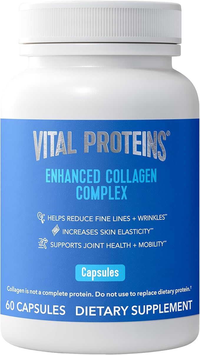 Vital Proteins® Enhanced Collagen Complex Capsules with BioCell Collagen® - Supports Skin Elasticity Joint Health and Helps Reduce Fine Lines &amp Wrinkles (1) - 60 Count