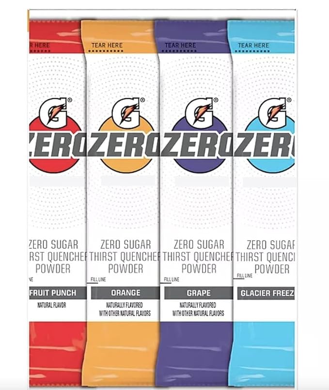 G Zero Sugar Thirst Quencher Powder (Pack Of 40) 10 Flavors Of Each (Fruit Punch Orange Grape &amp Glacier Freeze) +SHIPPING IN BOX