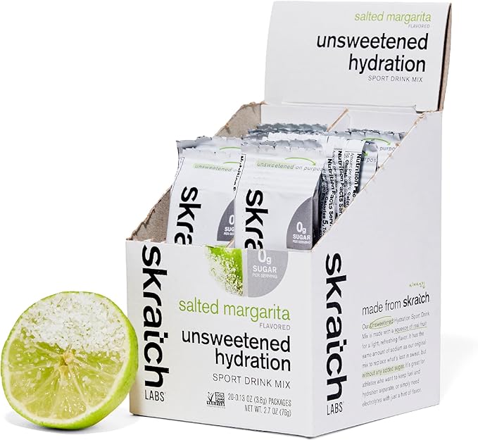 Skratch Labs Unsweetened Hydration Sport Drink Mix | Sugar Free | Electrolytes Booster | Salted Margarita - 20 Servings | Non-GMO Vegan Kosher Keto Paleo