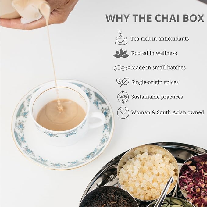 The Chai Box Top Selling Loose Leaf Tea Gift Set - Featured in Oprah's Favorite Things | 3-Flavor Caffeinated Chai Tea Gift Box with Stainless Steel Steeper (3 Pack) | Small Batch Loose Leaf Tea with