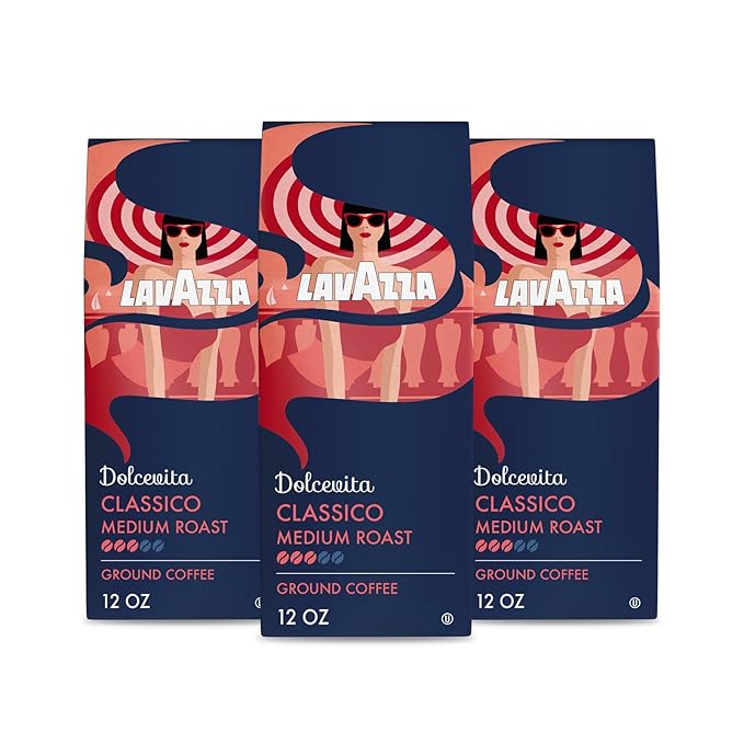 Lavazza Dolcevita Classico Ground Coffee Medium Roast Arabica and Robusta Blend 12 oz Bag (Pack of 3)