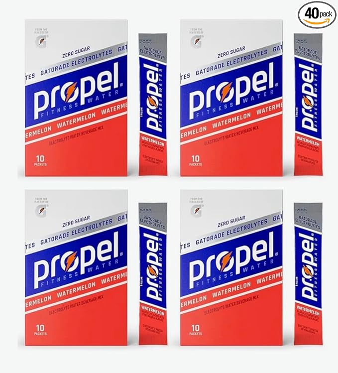 Propel Zero Sugar Electrolyte Powder Packets 10 count pack of 4 (40 Count WATERMELON) in STAW box