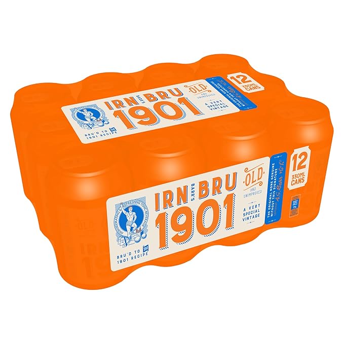 IRN-BRU 1901 12 Pack A Very Special Vintage Recipe No Caffeine Full Sugar Taste The First Ever IRN-BRU Recipe - 12 x 330ml Cans