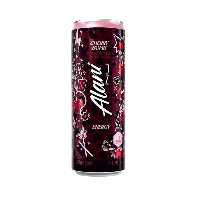 Alani Cherry Bomb Energy Drink Sugar Free Low Calorie Energy Drinks - 12 fl oz Can 6 Pack