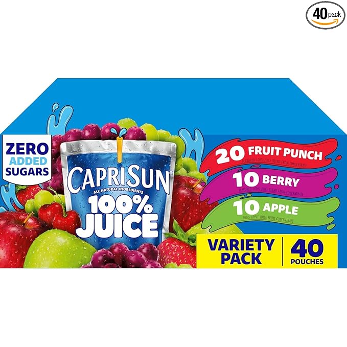 100% Fruit Punch Berry &amp Apple Juice Variety Pack Ready-to-Drink Juice (40 Pouches 4 Boxes of 10)