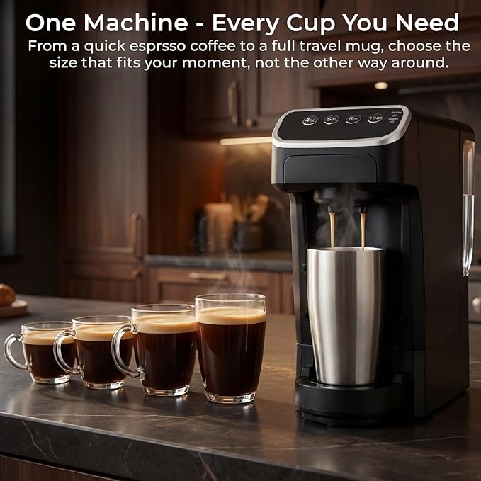 Coffee Machine – Compatible with Senseo Pods – Fast Brewing Single-Serve Coffee Maker with Rich Flavor Extraction Crema Layer Space-Saving Sleek Design Barista-Quality Taste
