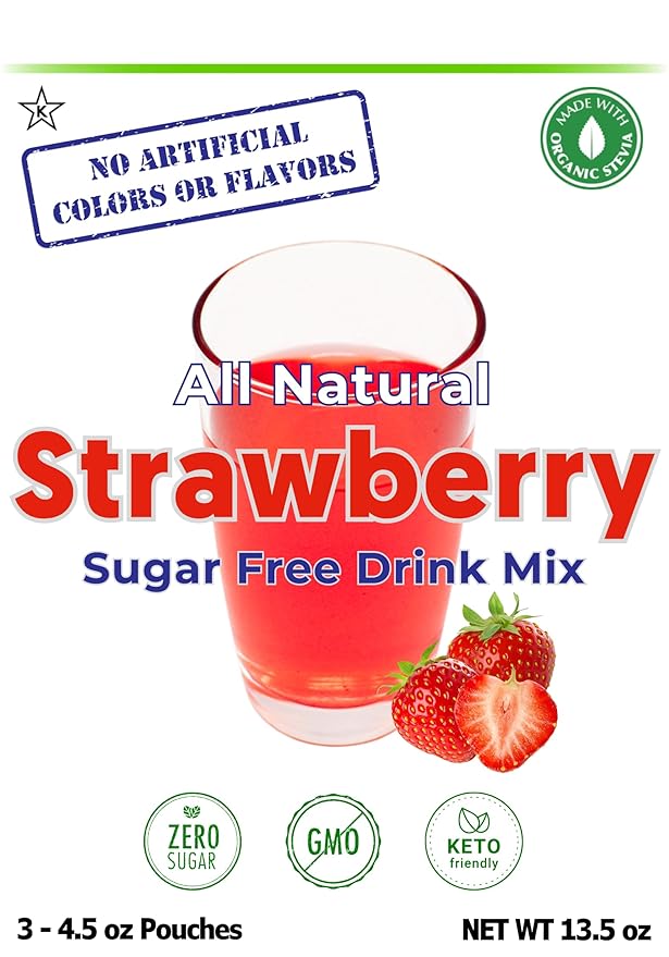 GramZero All Natural Strawberry Zero Calorie Sugar Free Drink Mix Great For Nutrition Club Loaded Tea Stevia Sweetened