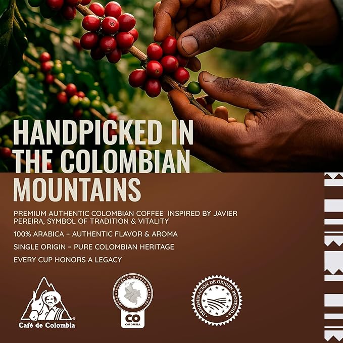 Javier Pereira Coffee Colombian Specialty Coffee Ground Sweet Boost – Medium Roast Arabica – Delicate Fruity Notes &amp Smooth Body – Certified Café de Colombia Single Origin – 17.6 oz