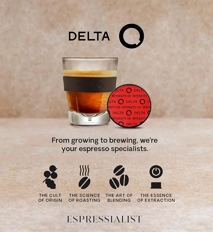 Delta Q - Qharacter Espresso Pods for Delta Q Machines - Intensity 9 Notes of Caramel and Dried Fruits 40 Capsules XL Pack