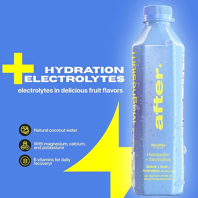 AFTER Electrolyte Drink Blueberry Flavor Electrolytes Hydration Drink 12 Pack 16.9 fl oz Bottles