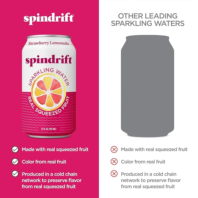 Spindrift Strawberry Lemonade Can 12 Ounce (Pack of 24)