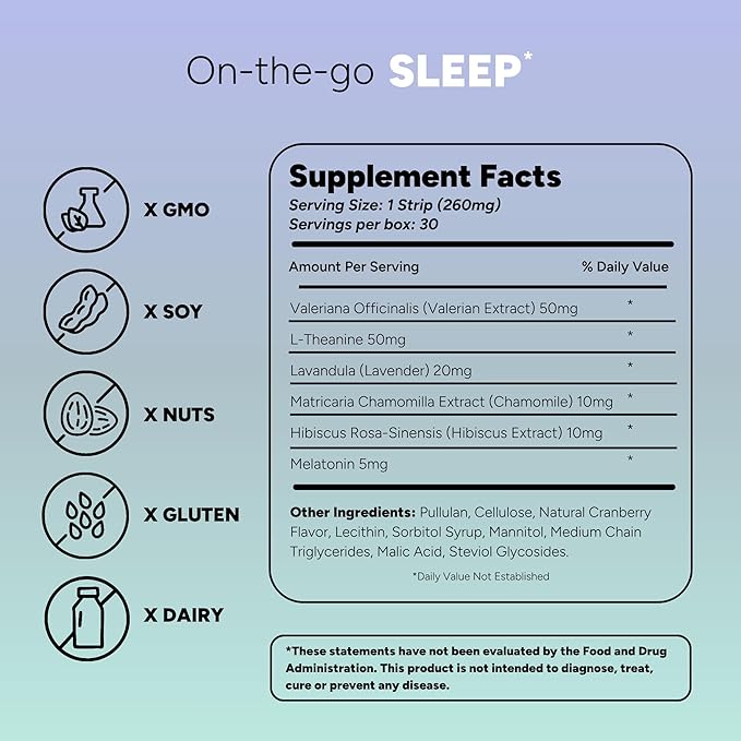 Dissolvable Strips - Energy &amp Sleep Multi-Pack - Wellness in A Strip - Easy &amp On-the-go Support - 60 Strips
