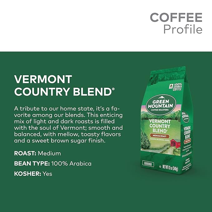 Green Mountain Coffee Signature Vermont Country Blend Ground Coffee 12oz (Pack of 4)