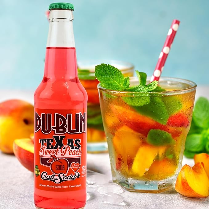 Dublin Bottling Works Craft Soda Pure Cane Sugar Made in Texas – Assorted 12-Pack – Premium Small-Batch Soda Gluten-Free Retro Artisanal Beverages (12 Pack TeXas Sweet Peach)